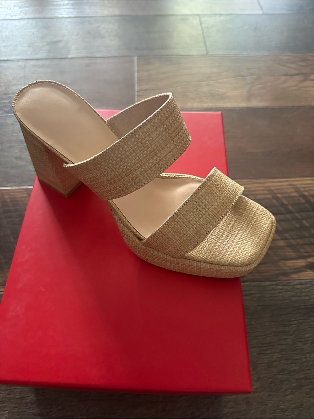 Woven Double-Strap Platform Mule - Neutral Beige
